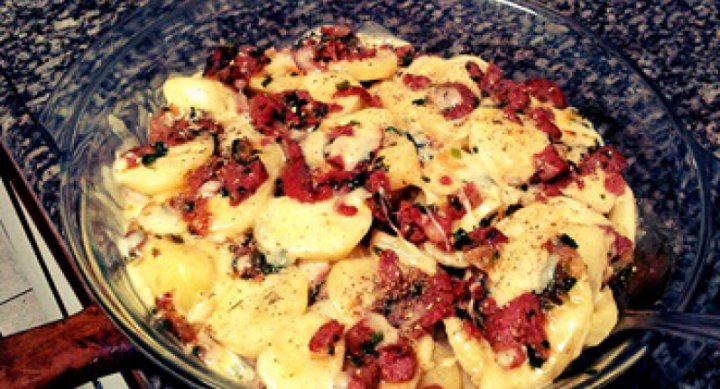 Batatas Gratinadas com Bacon 
